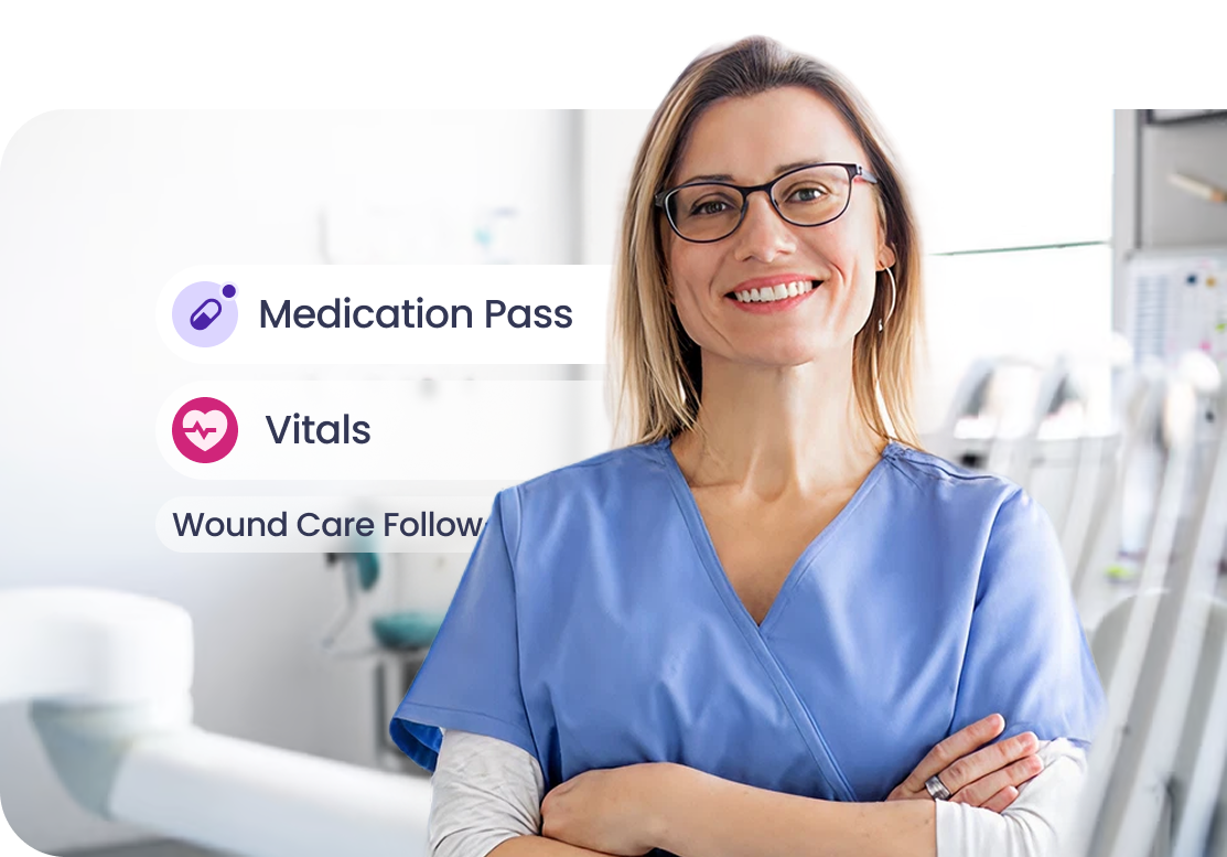 Building rhythm with medication pass, vitals, and wound care follow-ups